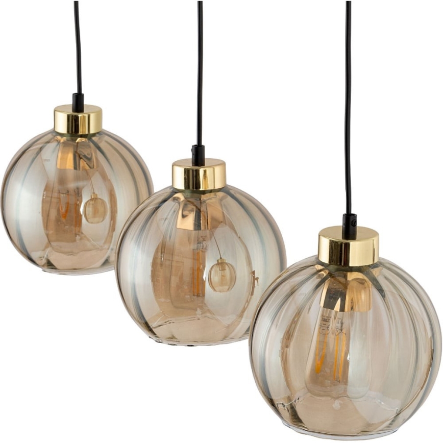 Lampa wisząca na linkach DEVI 3xE27/15W/230V czarna/dymny beż