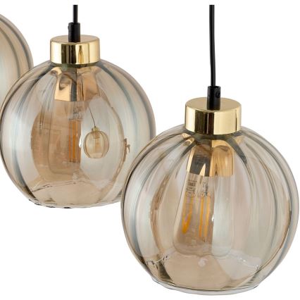 Lampa wisząca na linkach DEVI 3xE27/15W/230V czarna/dymny beż