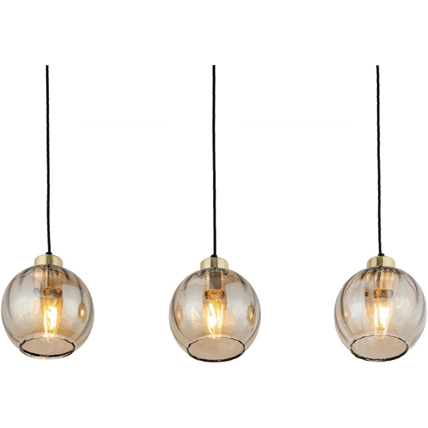 Lampa wisząca na linkach DEVI 3xE27/15W/230V czarna/dymny beż