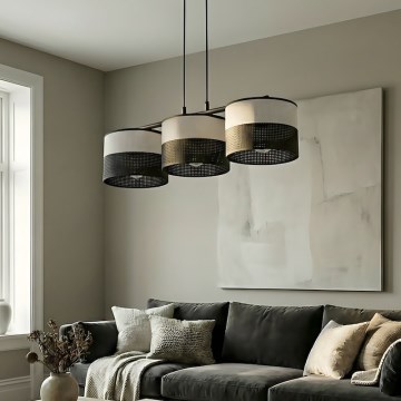 Lampa wisząca na linkach KARBON 3xE27/15W/230V czarna/szara