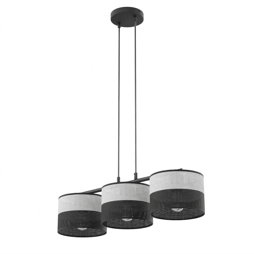 Lampa wisząca na linkach KARBON 3xE27/15W/230V czarna/szara