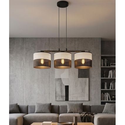 Lampa wisząca na linkach KARBON 3xE27/15W/230V czarna/szara
