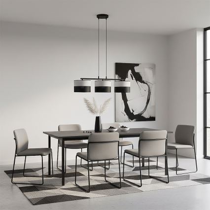Lampa wisząca na linkach KARBON 3xE27/15W/230V czarna/szara