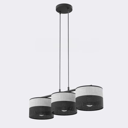 Lampa wisząca na linkach KARBON 3xE27/15W/230V czarna/szara