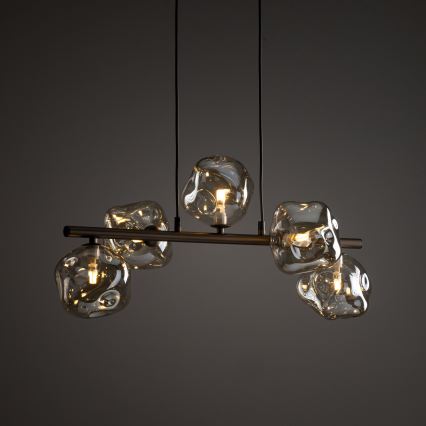 Lampa wisząca na linkach LAVA 5xG9/8W/230V brązowa/przydymiony beż