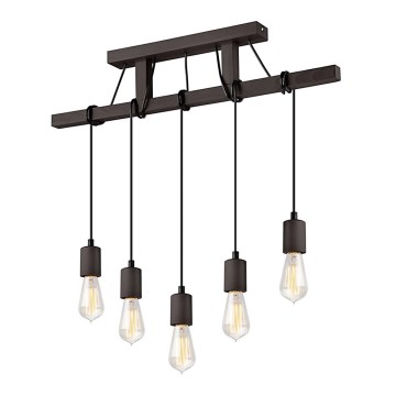 Lampa wisząca na linkach LEON 5xE27/60W/230V buk