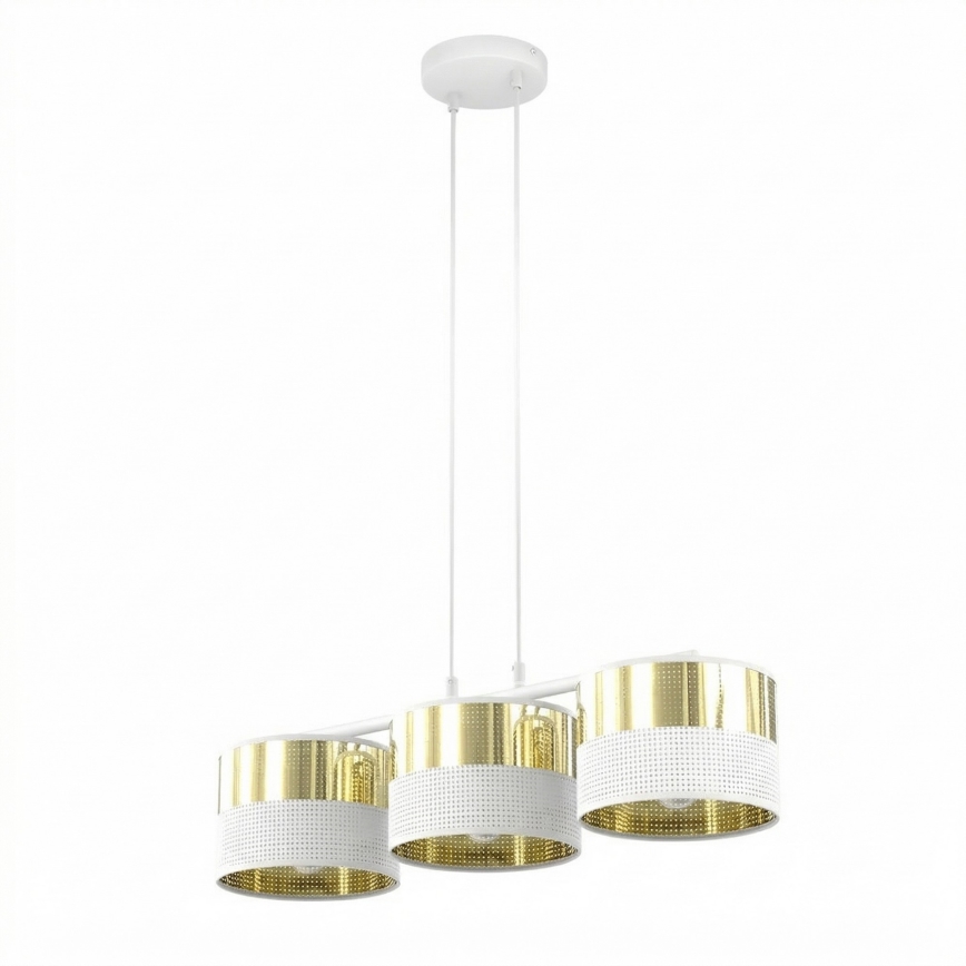 Lampa wisząca na linkach LUX 3xE27/15W/230V biało-złota