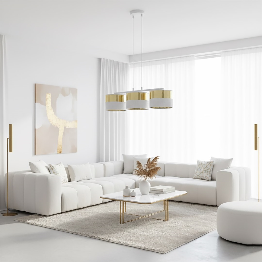 Lampa wisząca na linkach LUX 3xE27/15W/230V biało-złota