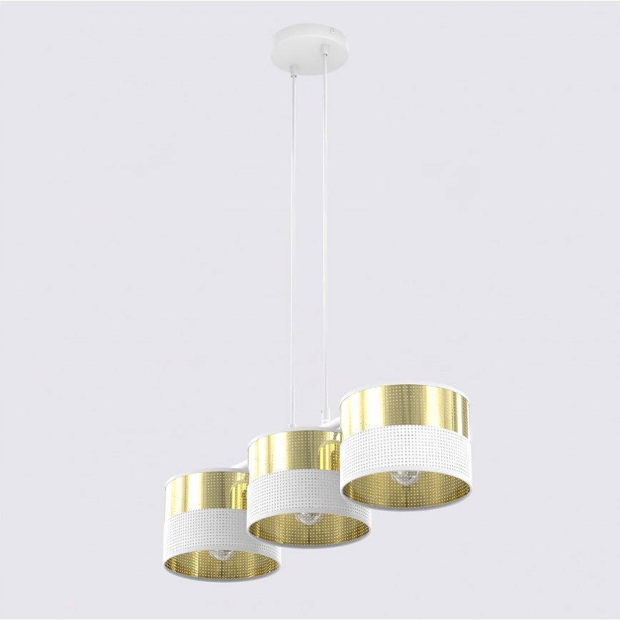 Lampa wisząca na linkach LUX 3xE27/15W/230V biało-złota