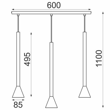 Lampa wisząca na linkach MAZZO 3xGU10/8W/230V czarna