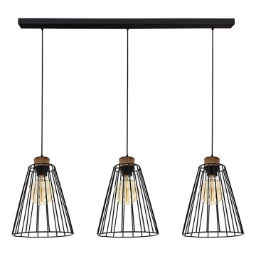 Lampa wisząca na linkach ORAZIO 3xE27/60W/230V sosna