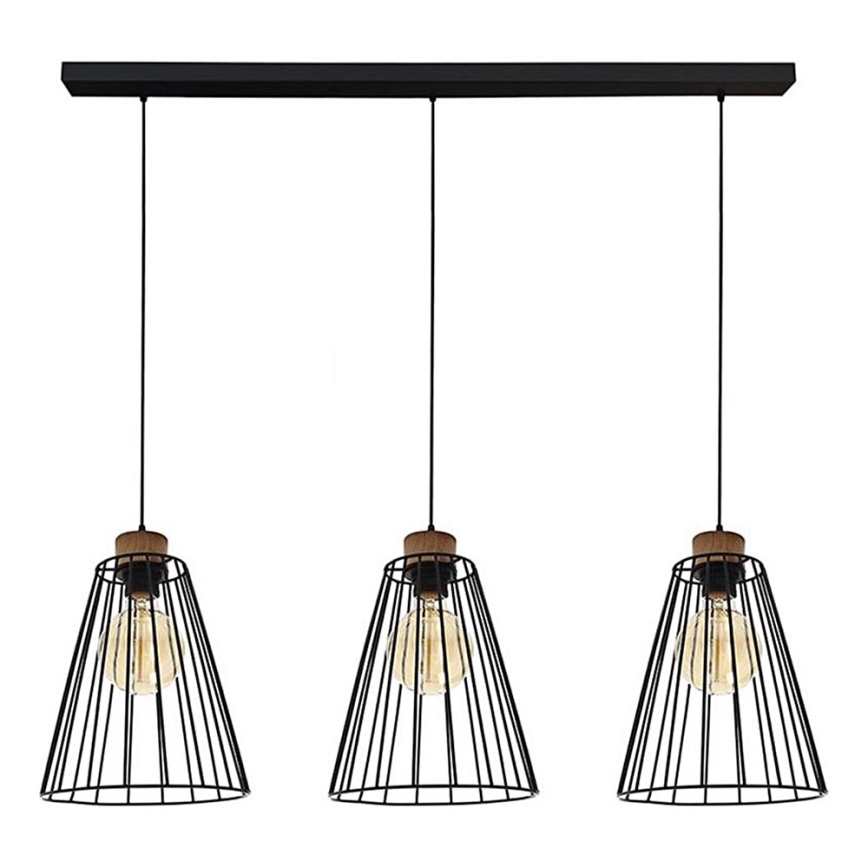 Lampa wisząca na linkach ORAZIO 3xE27/60W/230V sosna