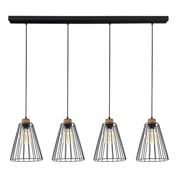 Lampa wisząca na linkach ORAZIO 4xE27/60W/230V dąb