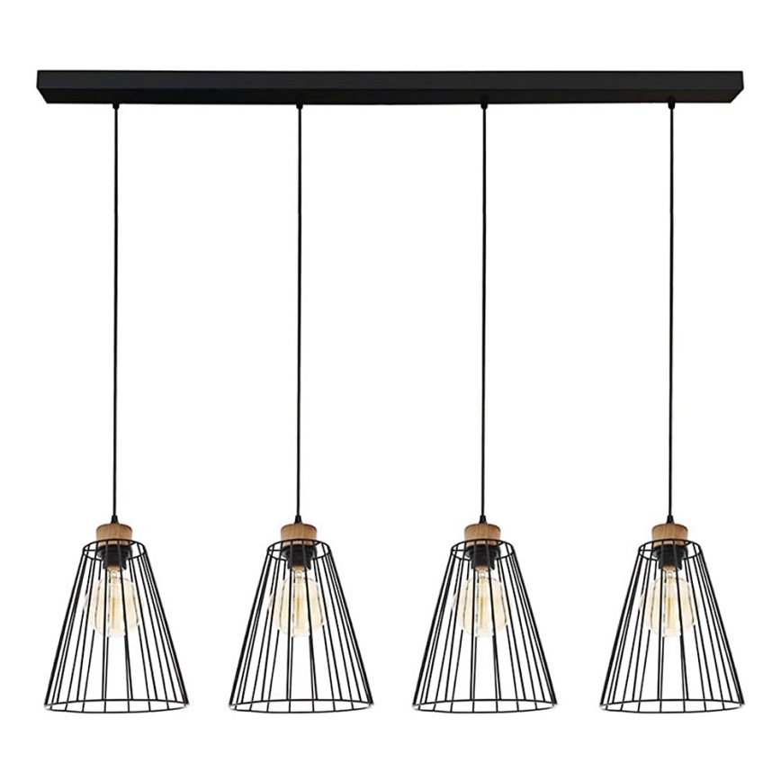 Lampa wisząca na linkach ORAZIO 4xE27/60W/230V dąb