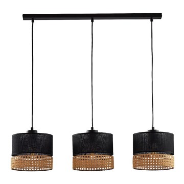 Lampa wisząca na linkach PAGLIA 3xE27/60W/230V 60 cm rattan