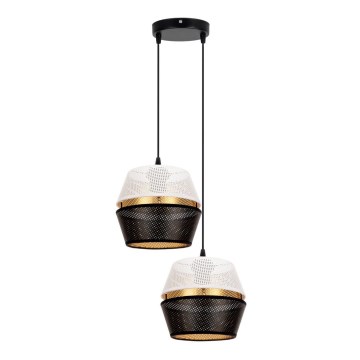 Lampa wisząca na linkach PARIS 2xE27/60W/230V biała/czarna/złota