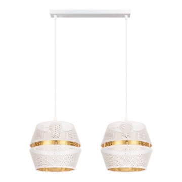 Lampa wisząca na linkach PARIS 2xE27/60W/230V biała/złota