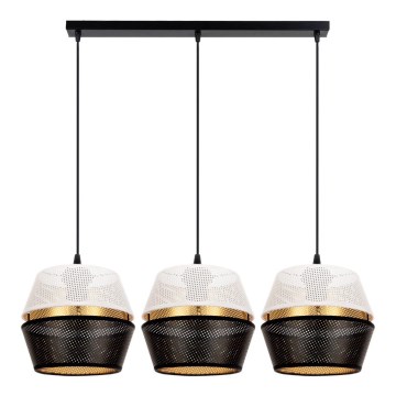 Lampa wisząca na linkach PARIS 3xE27/60W/230V biała/czarna/złota