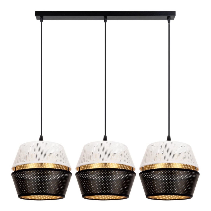 Lampa wisząca na linkach PARIS 3xE27/60W/230V biała/czarna/złota