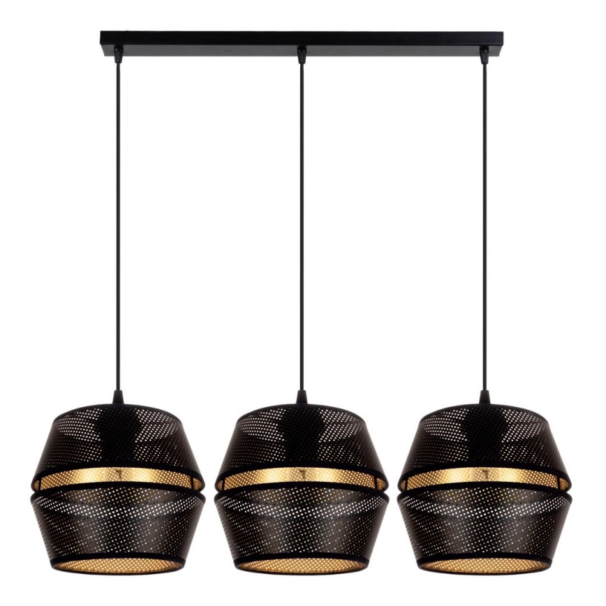 Lampa wisząca na linkach PARIS 3xE27/60W/230V czarna/złota
