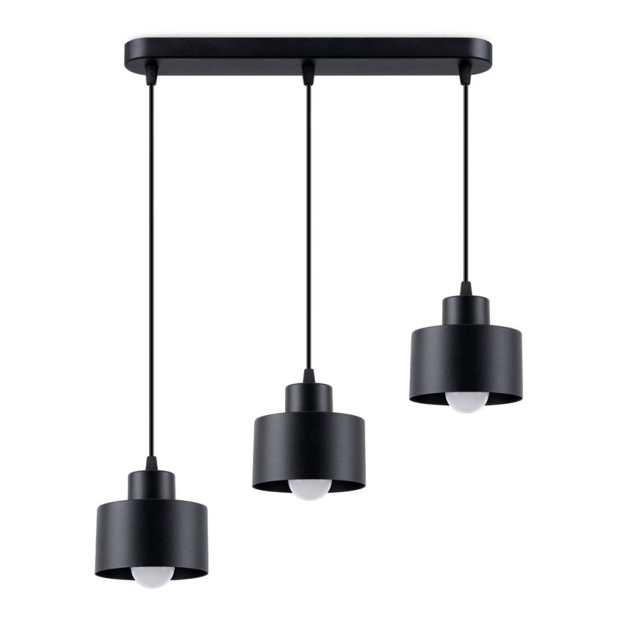 Lampa wisząca na linkach SAVAR 3xE27/60W/230V czarna