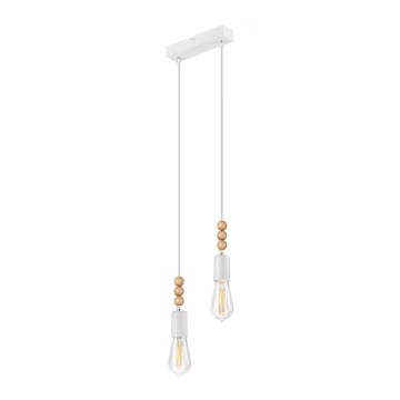 Lampa wisząca na linkach SIMON 2xE27/60W/230V biała/dąb