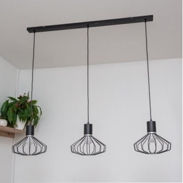 Lampa wisząca na linkach SOLANO 3xE27/15W/230V czarny/błyszczący chrom