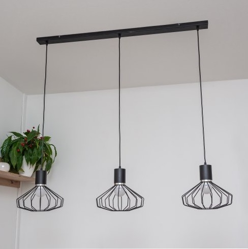 Lampa wisząca na linkach SOLANO 3xE27/15W/230V czarny/błyszczący chrom