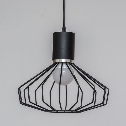 Lampa wisząca na linkach SOLANO 3xE27/15W/230V czarny/błyszczący chrom