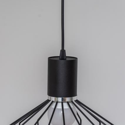 Lampa wisząca na linkach SOLANO 3xE27/15W/230V czarny/błyszczący chrom