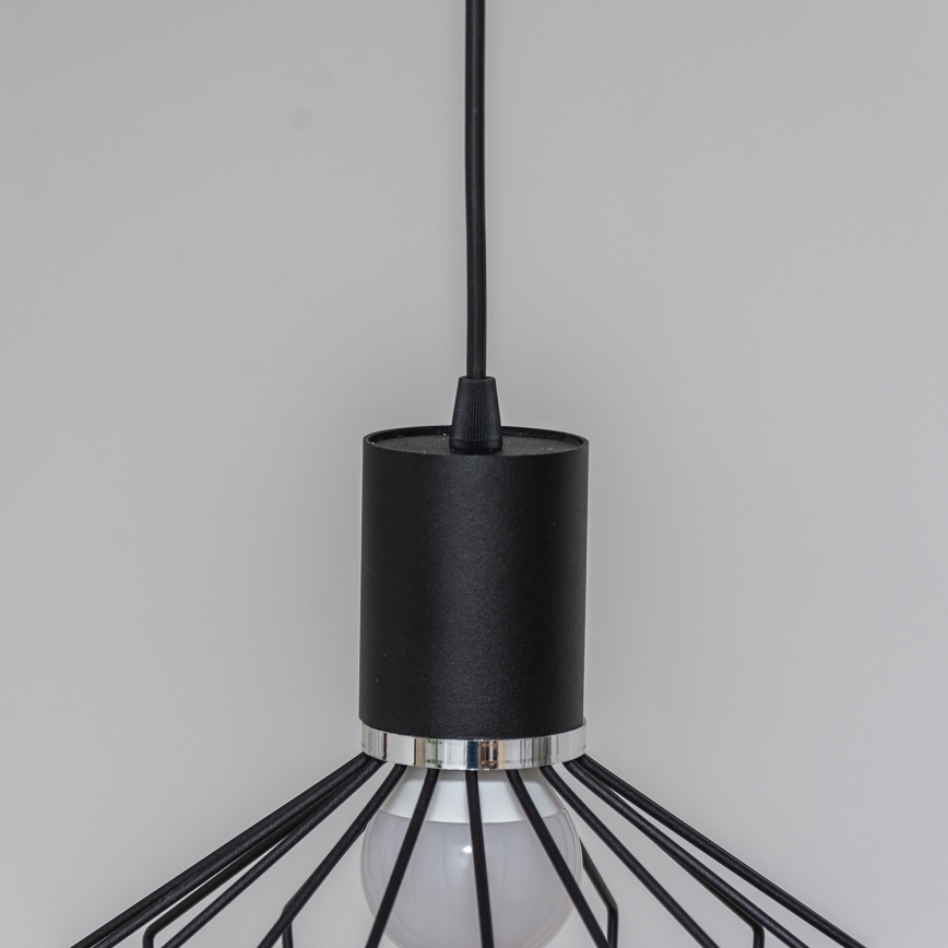 Lampa wisząca na linkach SOLANO 3xE27/15W/230V czarny/błyszczący chrom