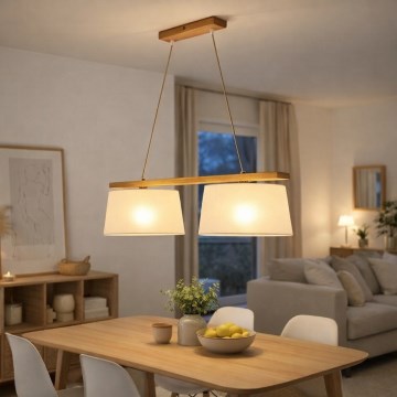Lampa wisząca na linkę AIDA 2xE27/60W/230V, średnica 35 cm, dąb