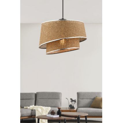 Lampa wisząca na linkę BARETTE 1xE27/60W/230V brązowa/błyszczący chrom