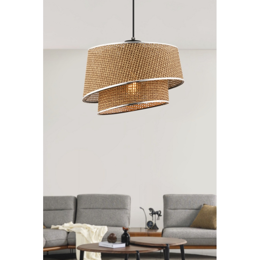 Lampa wisząca na linkę BARETTE 1xE27/60W/230V brązowa/błyszczący chrom