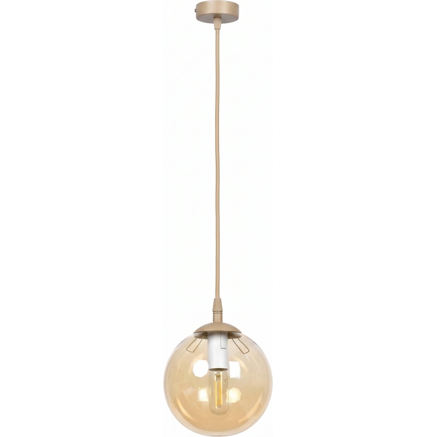 Lampa wisząca na linkę COSMO 1xE14/10W/230V śr. 14 cm beżowa/przydymiony beż