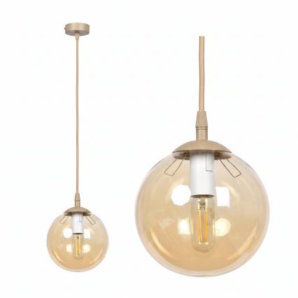 Lampa wisząca na linkę COSMO 1xE14/10W/230V śr. 14 cm beżowa/przydymiony beż