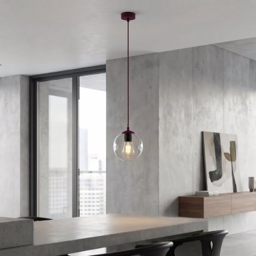 Lampa wisząca na linkę COSMO 1xE14/10W/230V śr. 14 cm czerwona/przezroczysta