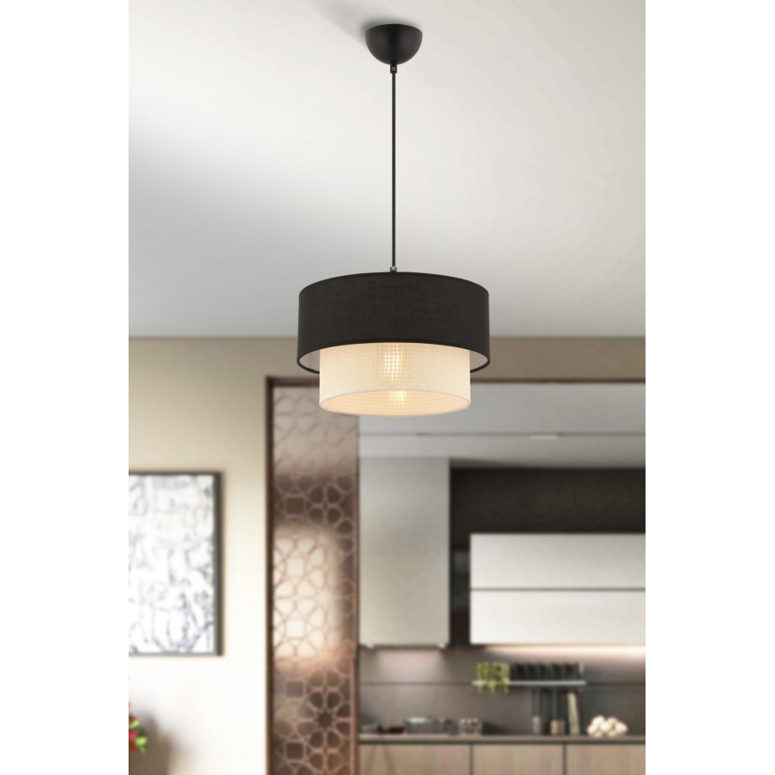 Lampa wisząca na linkę ECHO 1xE27/60W/230V czarna/kremowa