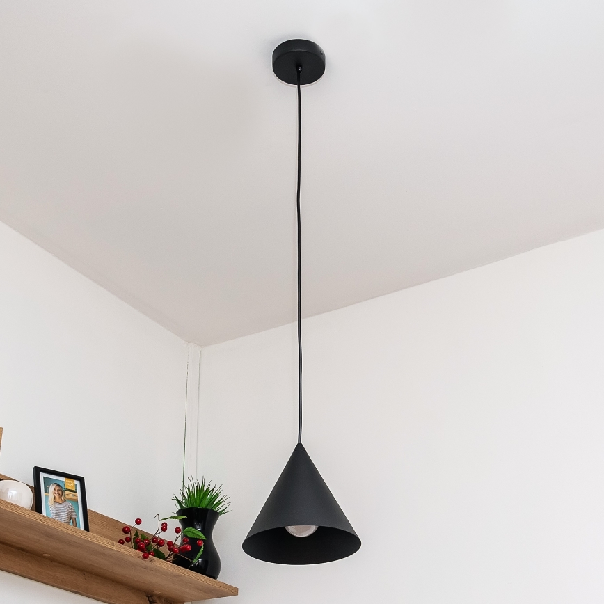 Lampa wisząca na linkę ETNA 1xE27/15W/230V śr. 18,5 cm czarna
