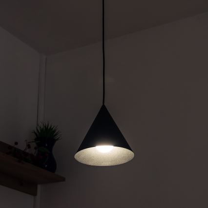 Lampa wisząca na linkę ETNA 1xE27/15W/230V śr. 18,5 cm czarna