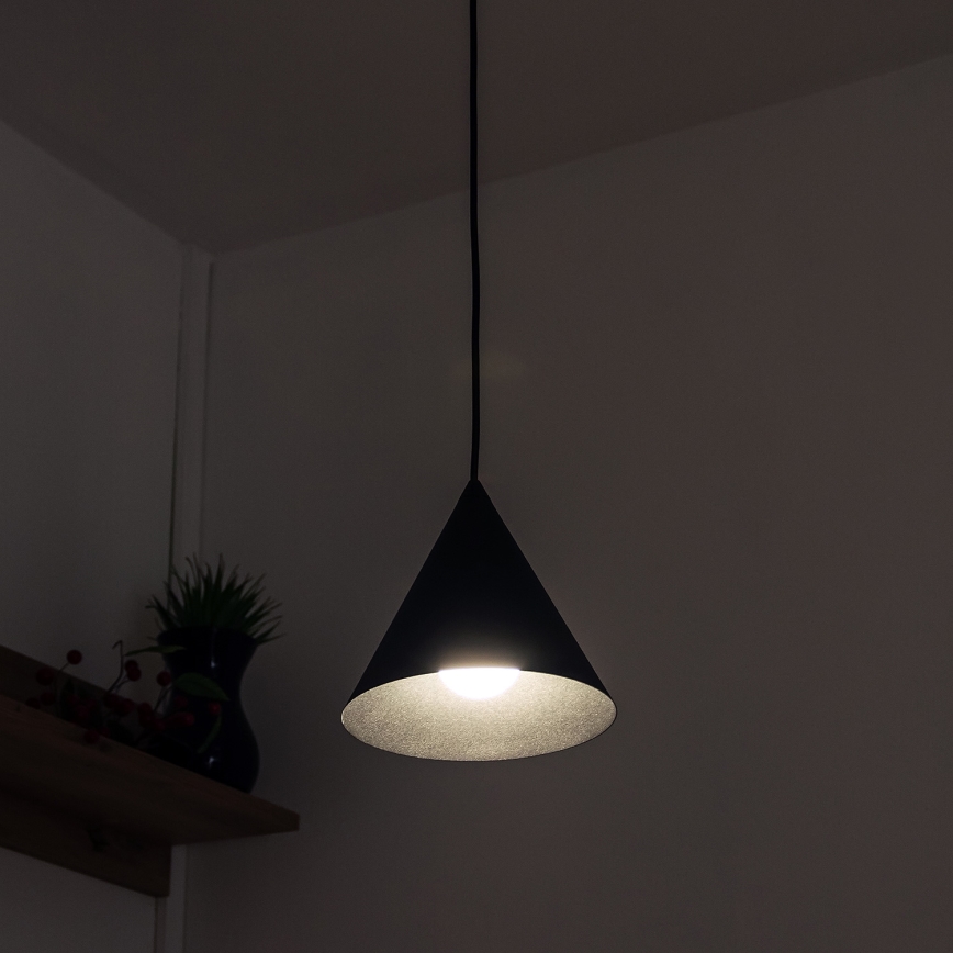 Lampa wisząca na linkę ETNA 1xE27/15W/230V śr. 18,5 cm czarna