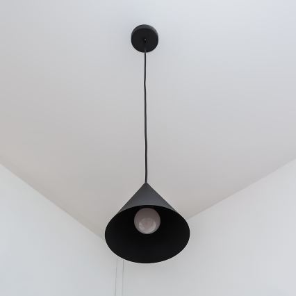 Lampa wisząca na linkę ETNA 1xE27/15W/230V śr. 18,5 cm czarna