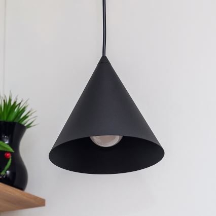 Lampa wisząca na linkę ETNA 1xE27/15W/230V śr. 18,5 cm czarna