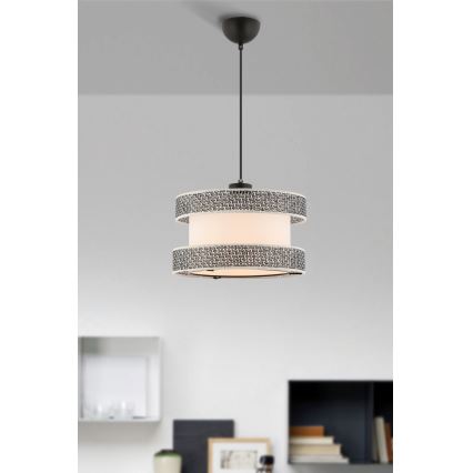 Lampa wisząca na linkę HALO 1xE27/60W/230V kremowa/szara