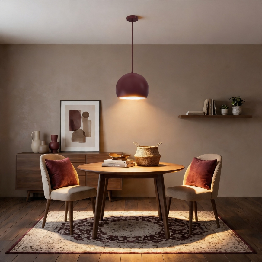 Lampa wisząca na linkę SOOL 1xE27/15W/230V śr. 27 cm bordowa
