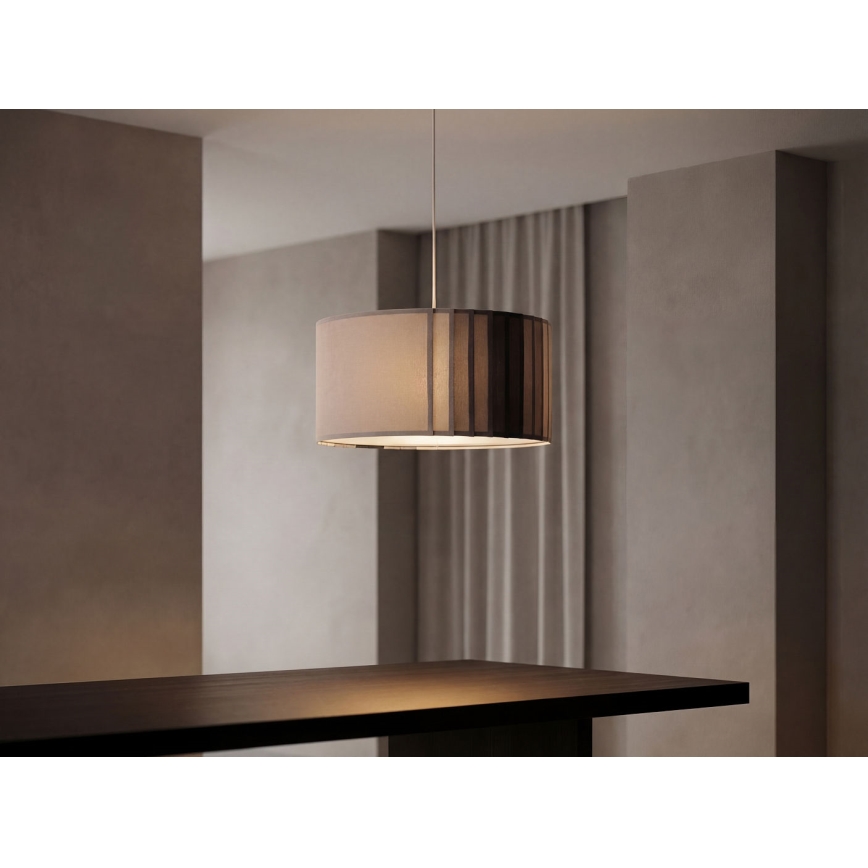 Lampa wisząca na linkę STRIPES 1xE27/60W/230V śr. 60 cm szara