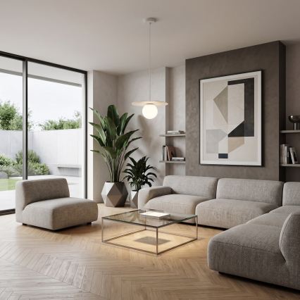 Lampa wisząca na linku FLAT 1xE27/15W/230V biała