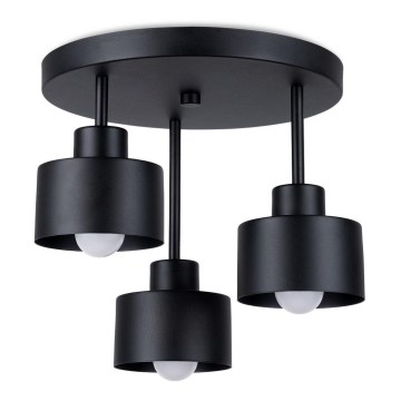 Lampa wisząca na pręcie SAVAR 3xE27/60W/230V czarna