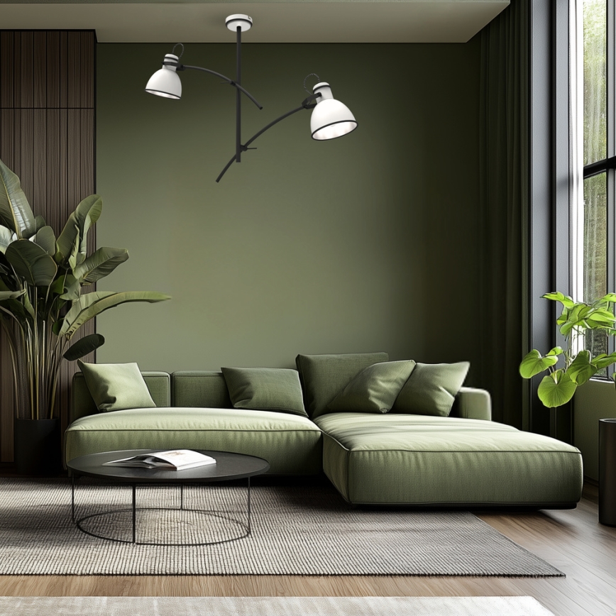 Lampa wisząca na pręcie ZUMBA 2xE27/60W/230V biała/czarna