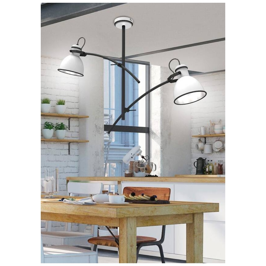 Lampa wisząca na pręcie ZUMBA 2xE27/60W/230V biała/czarna